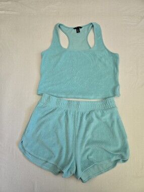 Victoria's Secret On Point Terrycloth Shorts And Tank Set Turqoise Green L XL
